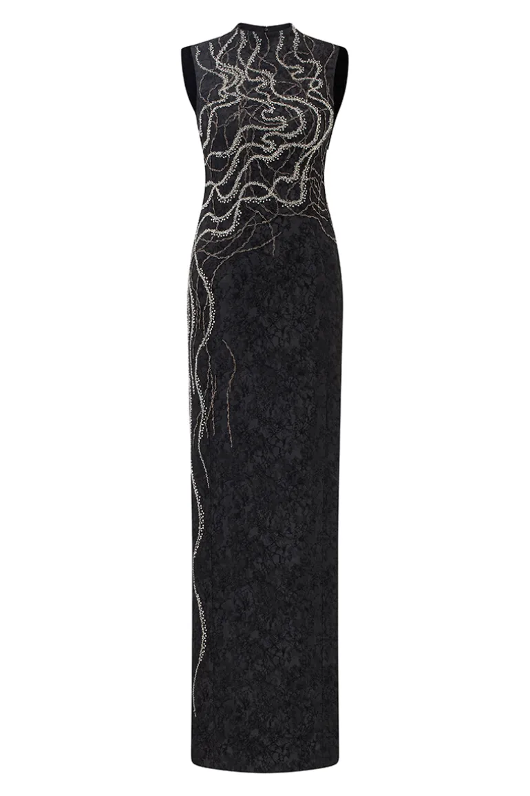 Dresses | Gowns<CULT MIA HIGH NECK CRYSTAL EMBELLISHED STRAIGHT DRESS Black