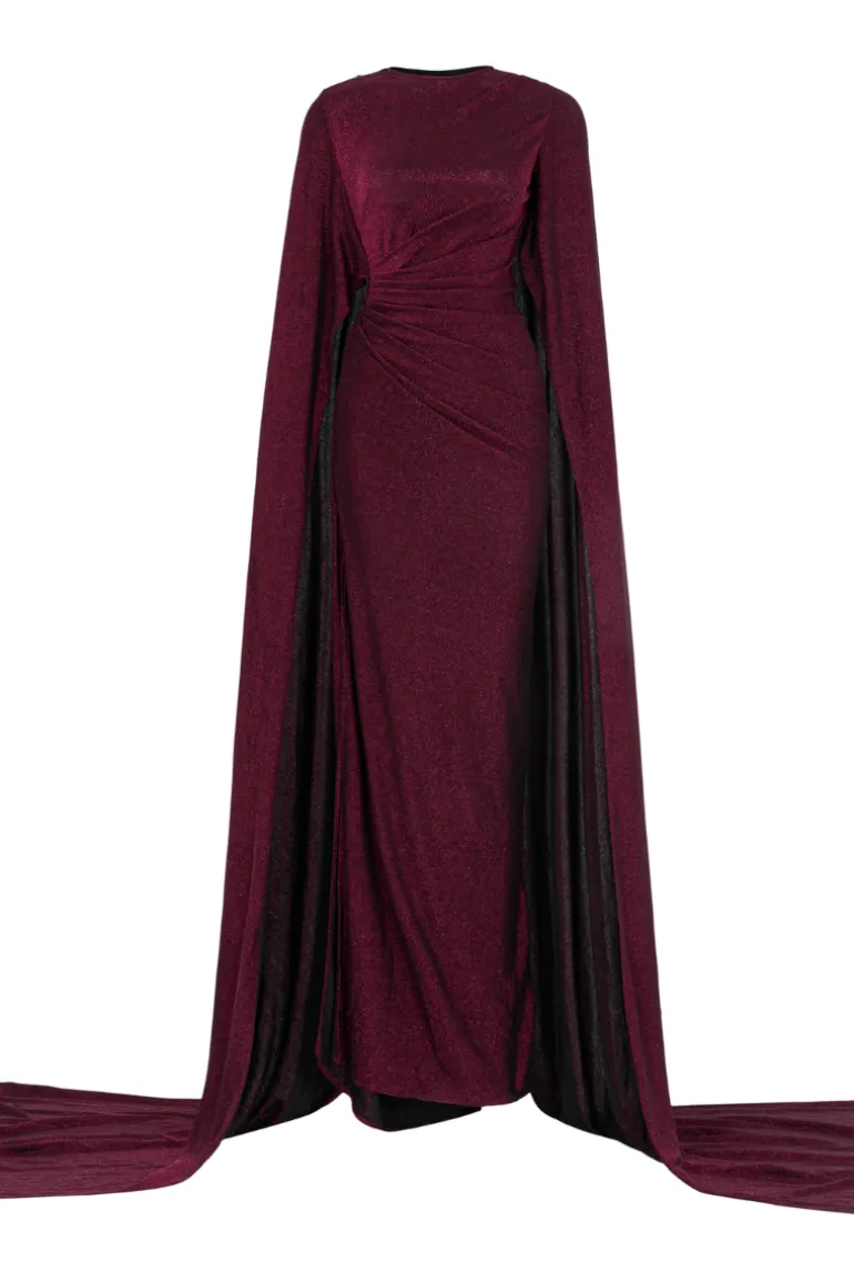 Dresses | Gowns<CULT MIA HIGH NECKLINE LONG CAP GOWN DRESS Crimson Red
