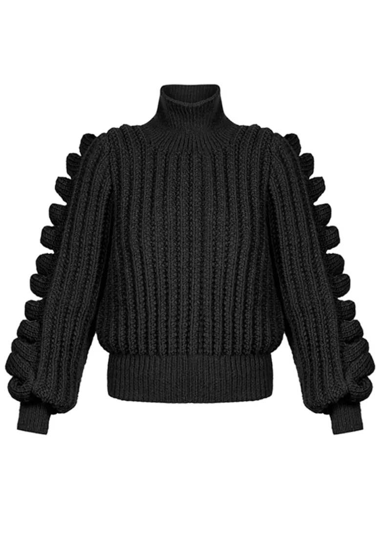 Knitwear<CULT MIA HIGH-NECK KNITTED SWEATER Black