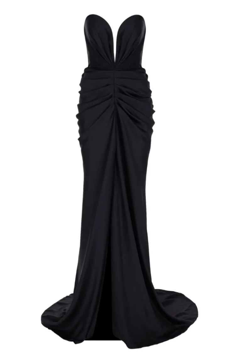 Dresses | Gowns<CULT MIA HOLA PLUNGING SATIN GOWN Black