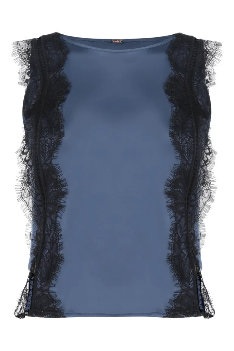 Sleep & Loungewear<CULT MIA HONORE TOP IN NAVY BLUE BLACK
