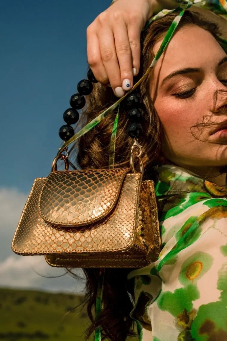 Top Handle Bags<CULT MIA HORRA METALLIC MINI BAG Gold