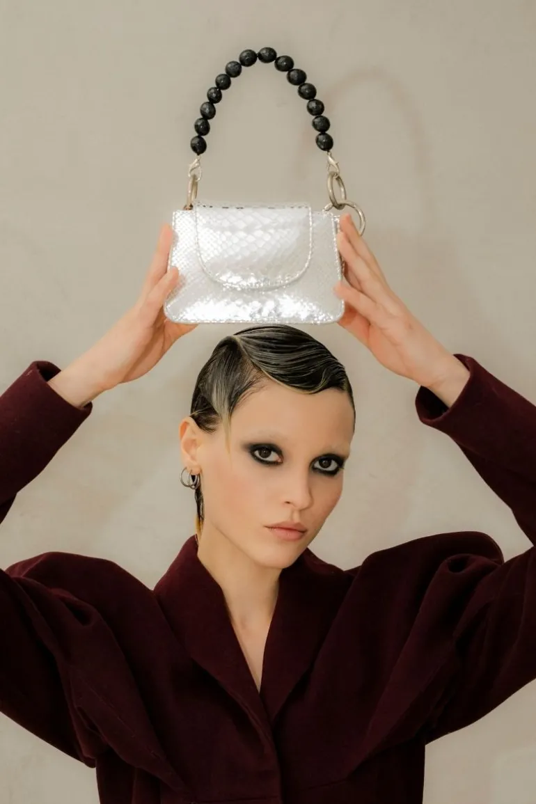 Top Handle Bags<CULT MIA HORRA METALLIC MINI BAG Silver