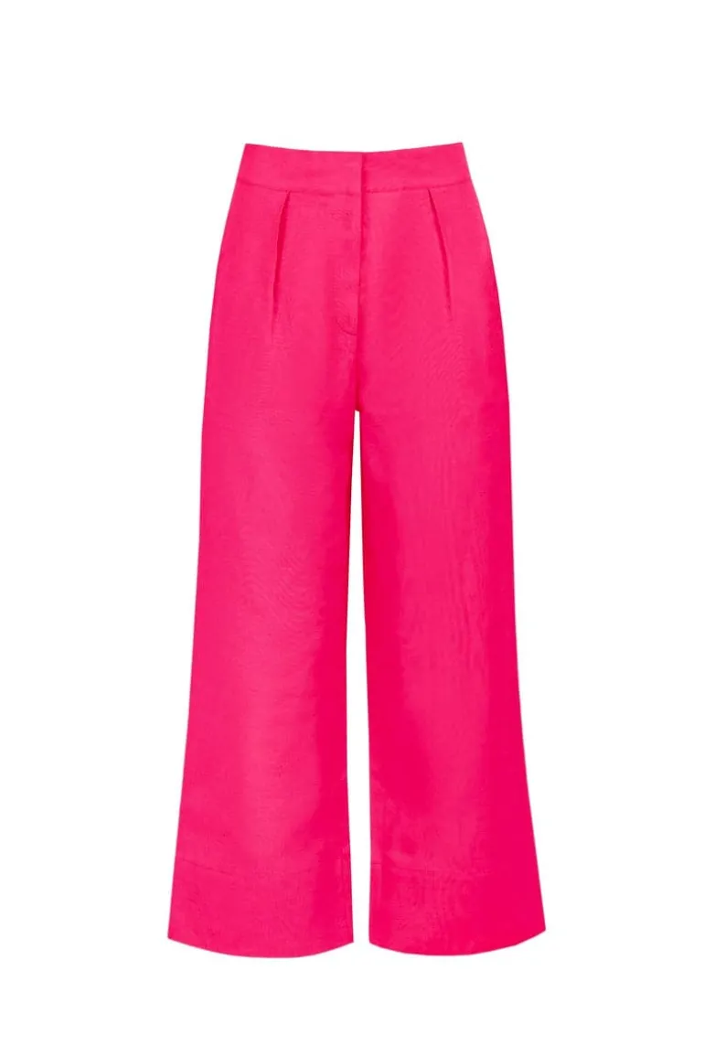 Pants<CULT MIA LINEN-BLEND CROPPED PANTS Hot Pink