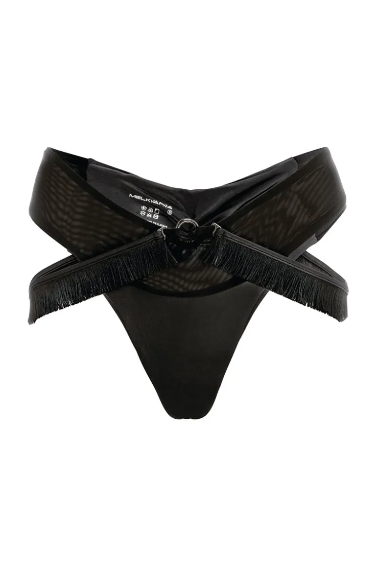 Swimwear<CULT MIA HYBRID TASSEL BIKINI BOTTOM Midnight Black