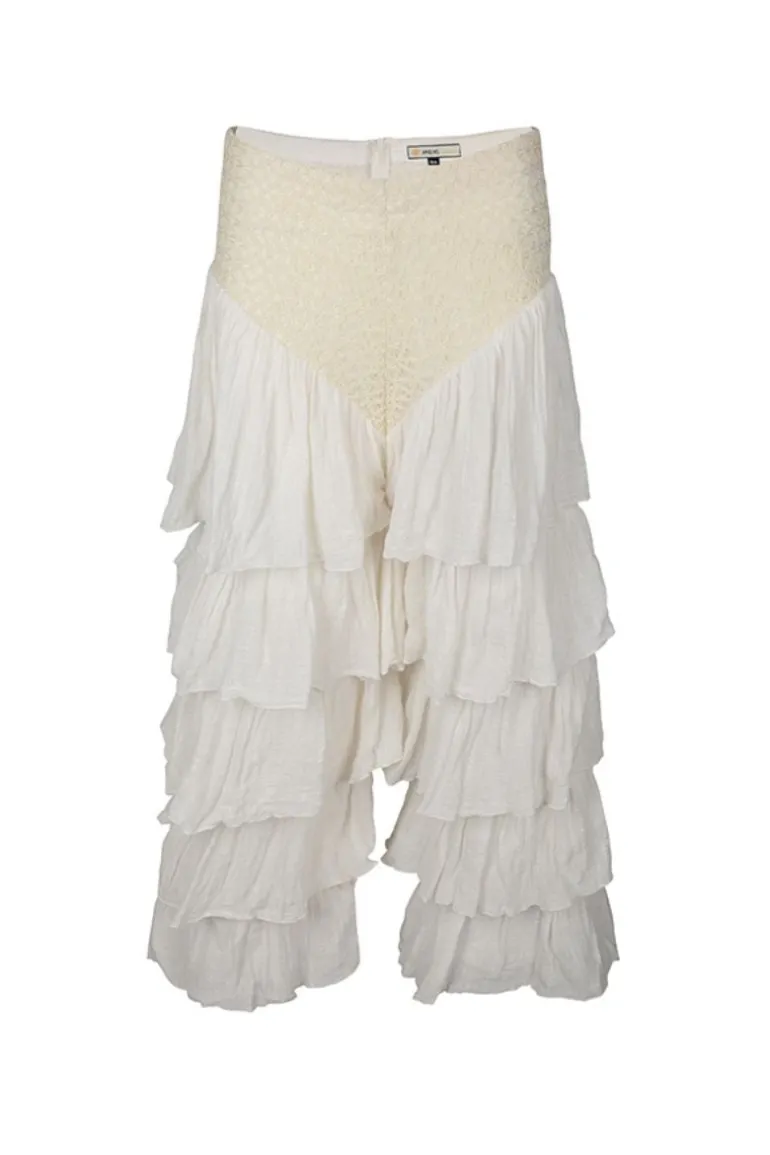 Pants<CULT MIA IBIZA RUFFLE PANTS Ivory