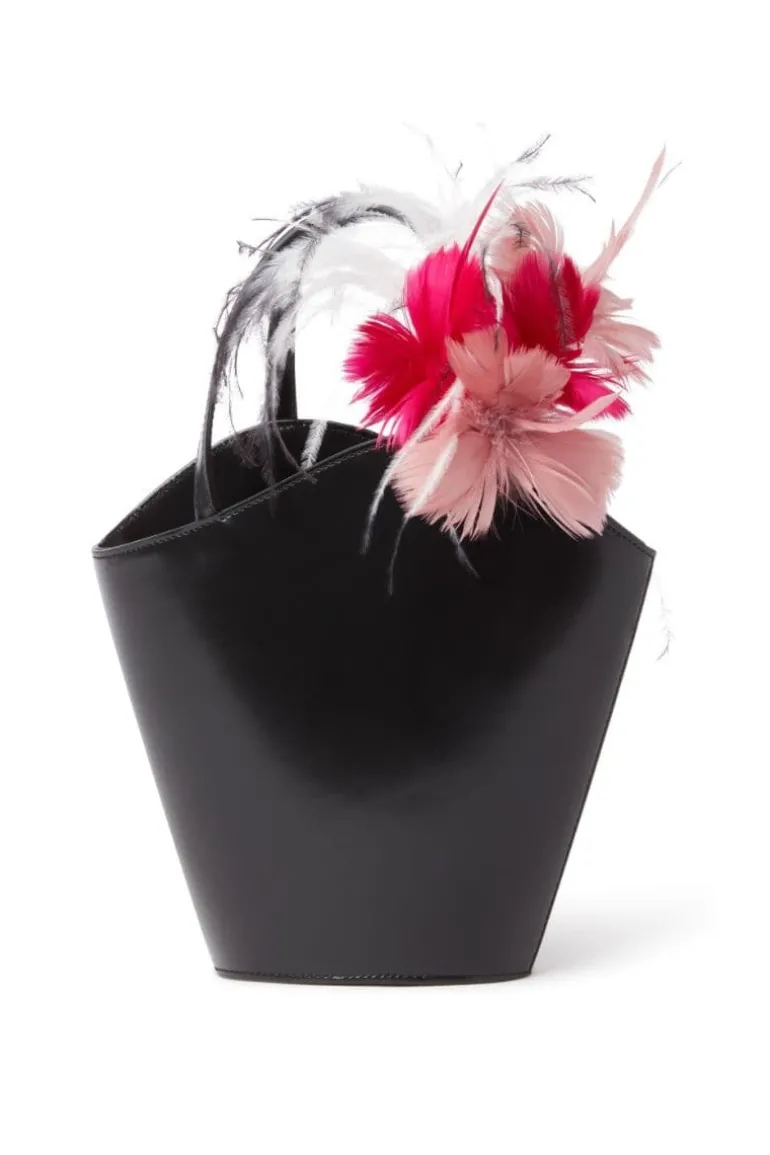 Top Handle Bags<CULT MIA ICONIC INFINITY PINK FEATHER BAG Black