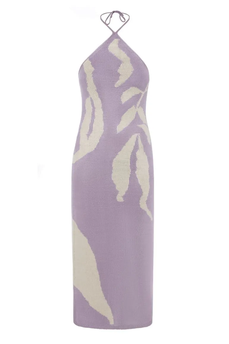 Dresses | Midi Dresses<CULT MIA IRIS PRINT KNITTED MIDI DRESS Lilac