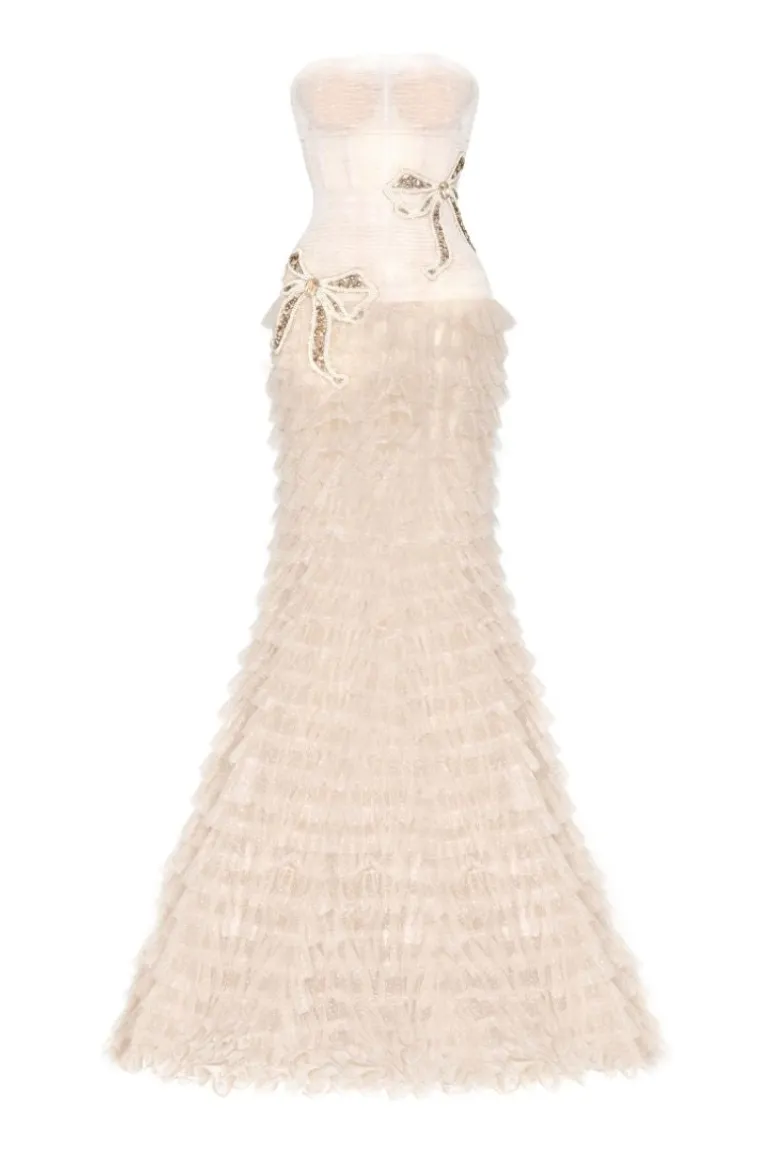 Dresses | Gowns<CULT MIA BOW TIE BEADED GOWN Ivory