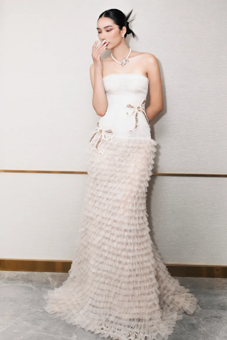 Dresses | Gowns<CULT MIA BOW TIE BEADED GOWN Ivory