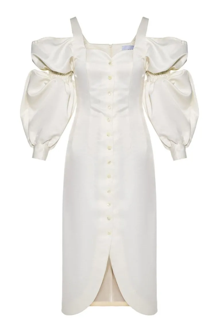 Dresses | Midi Dresses<CULT MIA PUFF SLEEVE MIDI DRESS Ivory