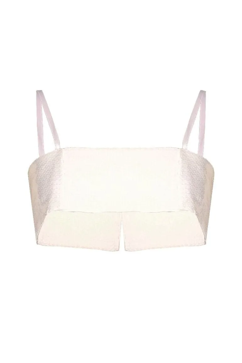 Tops<CULT MIA SEQUINS CROP TOP Ivory