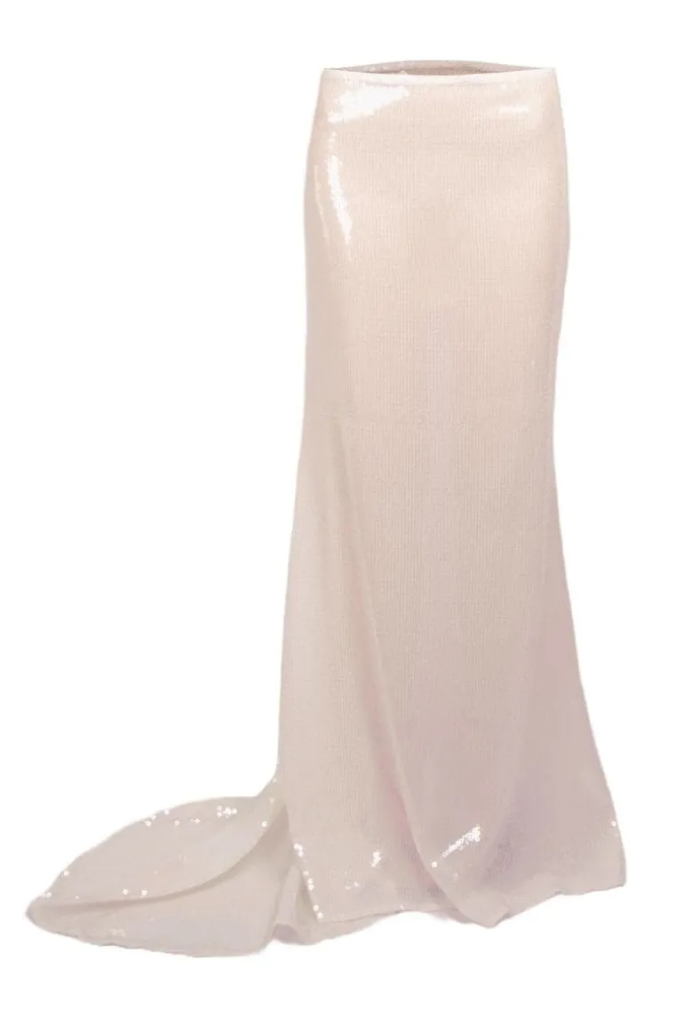 Skirts<CULT MIA SEQUINS LONG SKIRT Ivory
