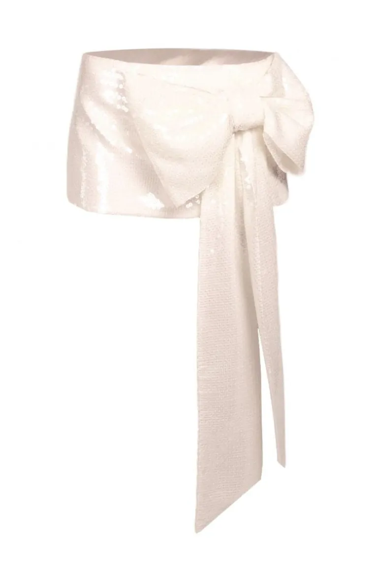 Skirts<CULT MIA SEQUINS MINI SKIRT Ivory