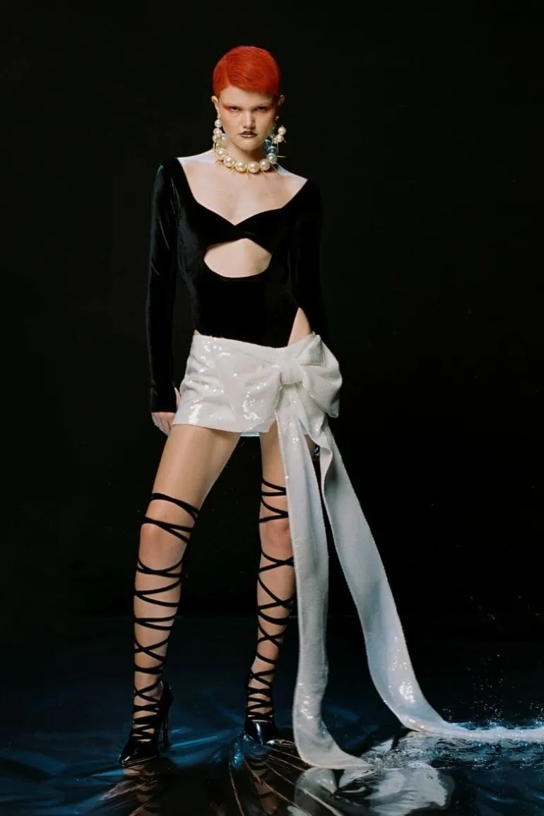 Skirts<CULT MIA SEQUINS MINI SKIRT Ivory