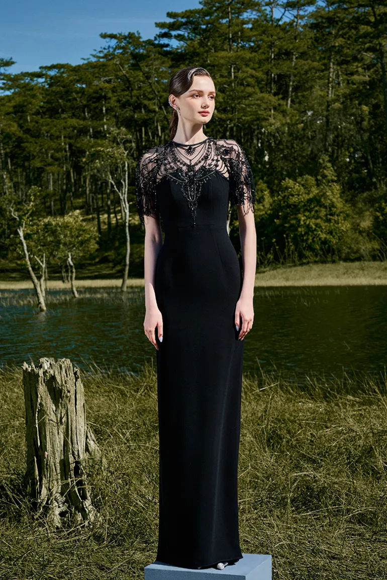 Dresses | Gowns<CULT MIA JADE LONG BEADED GOWN Black