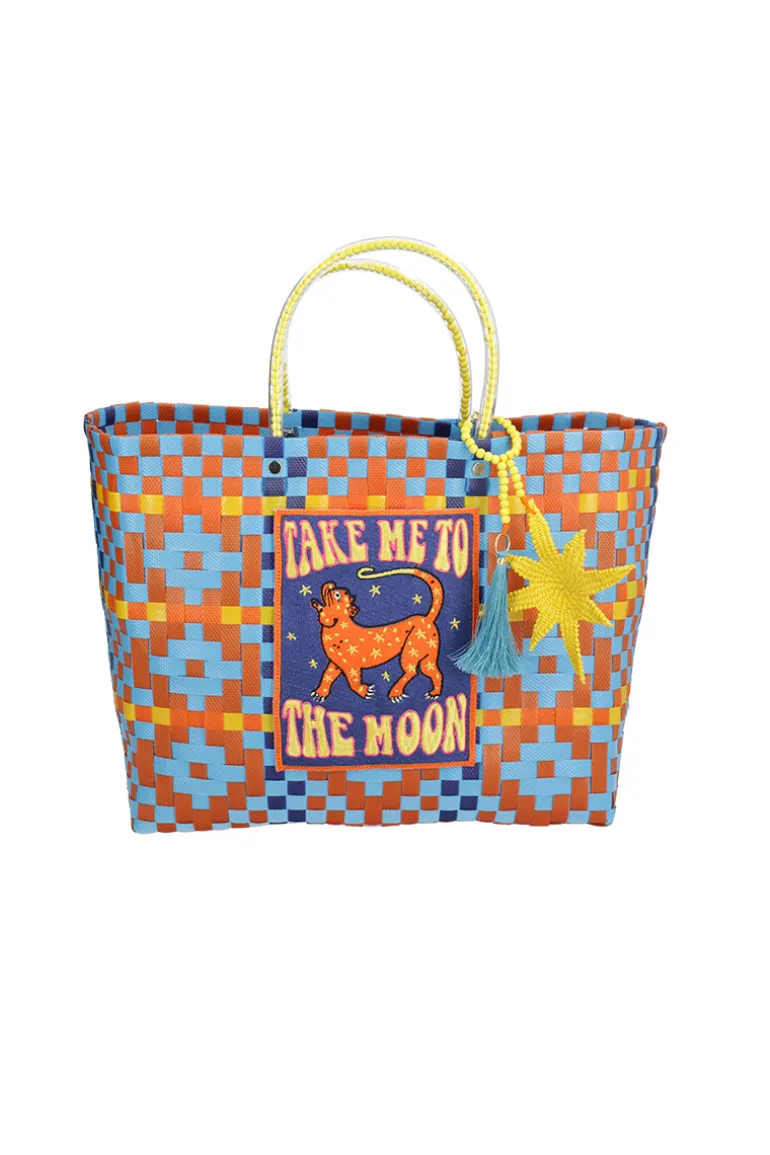 Top Handle Bags<CULT MIA JAGUAR MOON ZUNCHO MEDIUM TOTE BAG Orange, Blue & Yellow