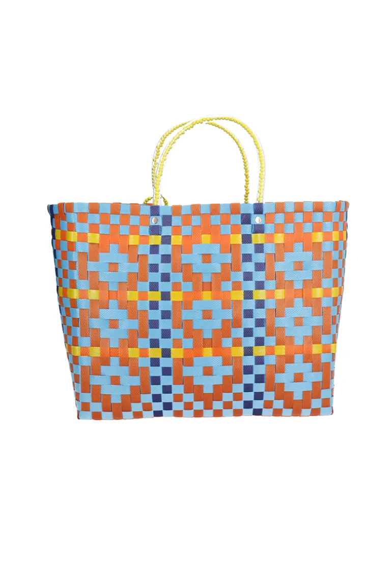 Top Handle Bags<CULT MIA JAGUAR MOON ZUNCHO MEDIUM TOTE BAG Orange, Blue & Yellow