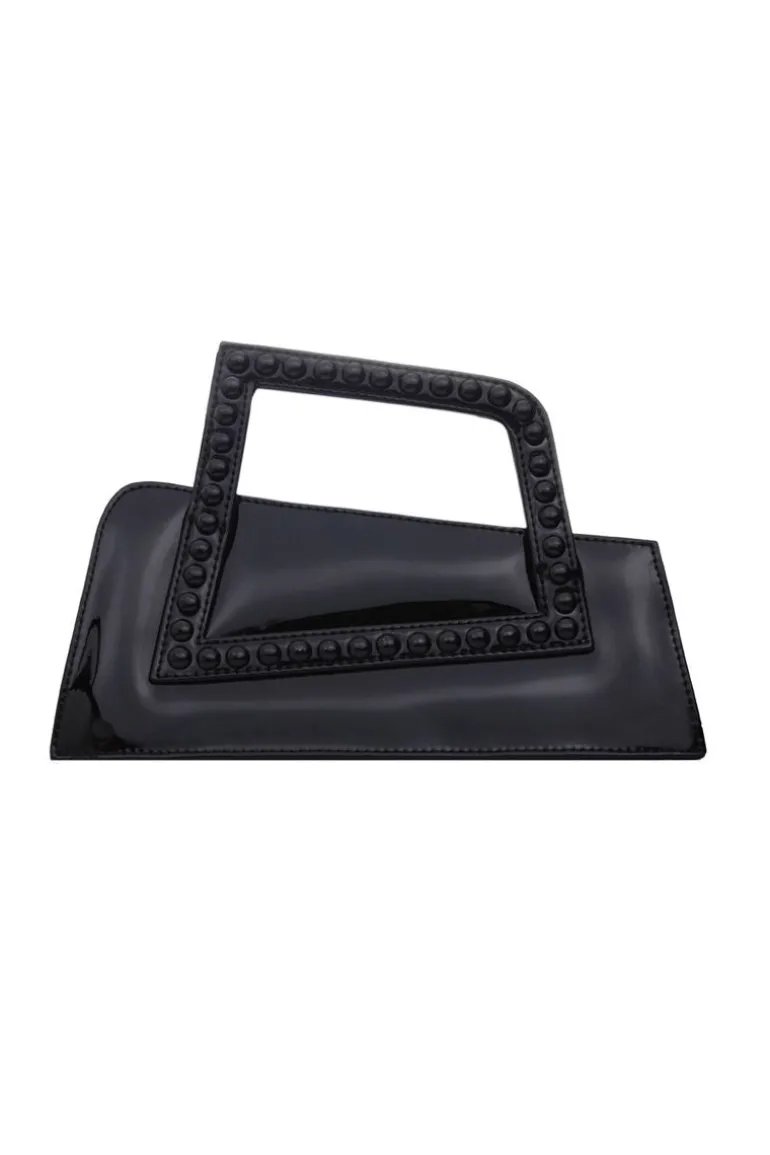 Top Handle Bags<CULT MIA JALILA PATENT ASYMMETRICAL TOP HANDLE BAG Black