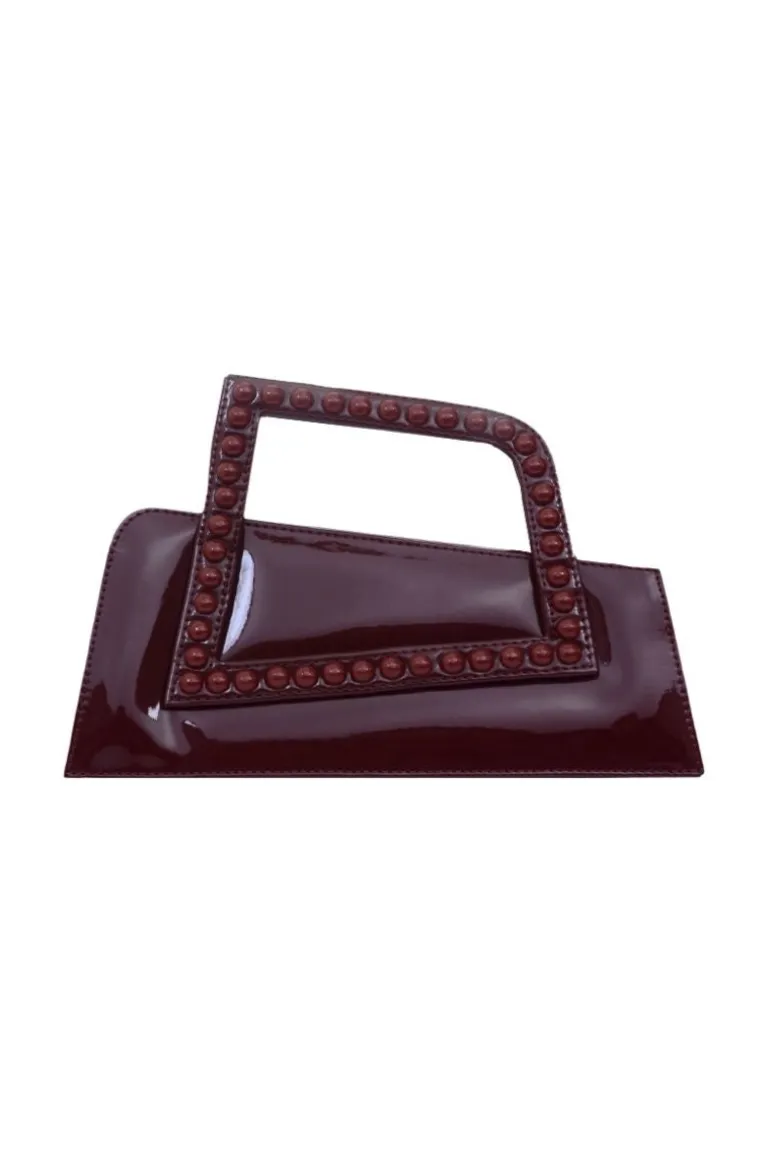 Top Handle Bags<CULT MIA JALILA PATENT BURGUNDY ASYMMETRICAL TOP HANDLE BAG Red