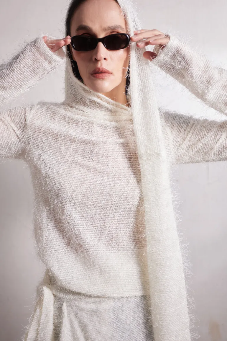 Knitwear<CULT MIA JANE LONG SLEEVE RELAXED FIT BLOUSE Milk