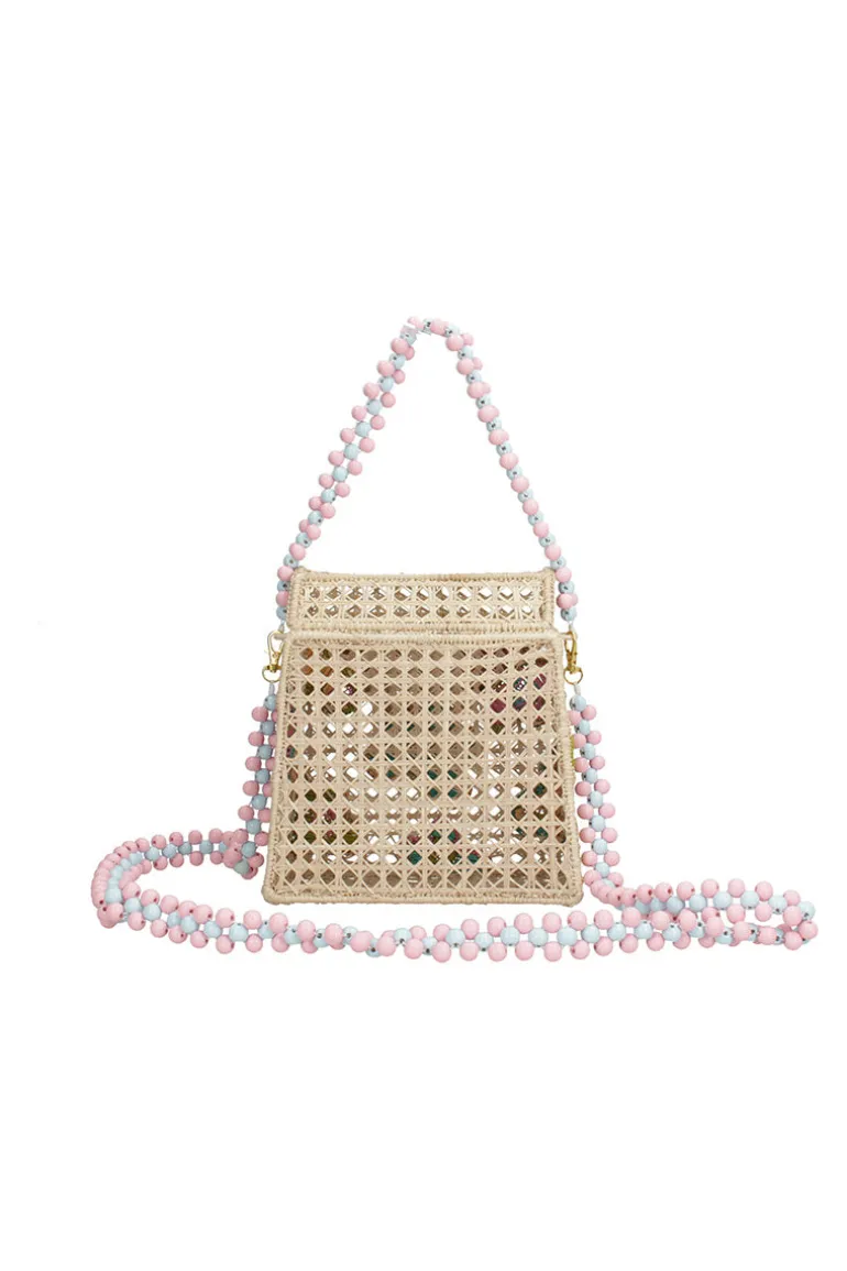 Shoulder Bags<CULT MIA JARDIN FLORAL HANDBAG Natural and Blue