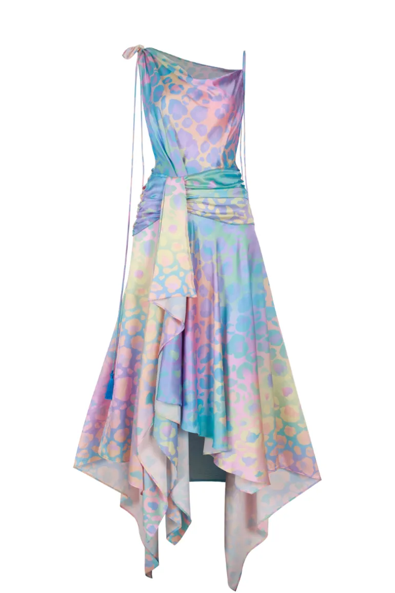 Dresses | Midi Dresses<CULT MIA JEANNE ASYMMETRIC SLEEVELESS SILK SATIN FLOOR LENGTH DRESS Multicolor