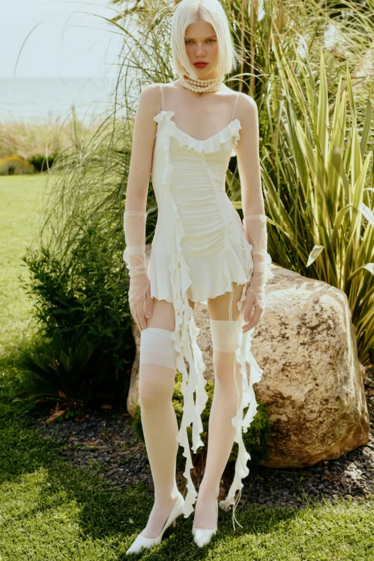 Dresses | Mini Dresses<CULT MIA JERSEY DRESS WITH RUFFLES IN White