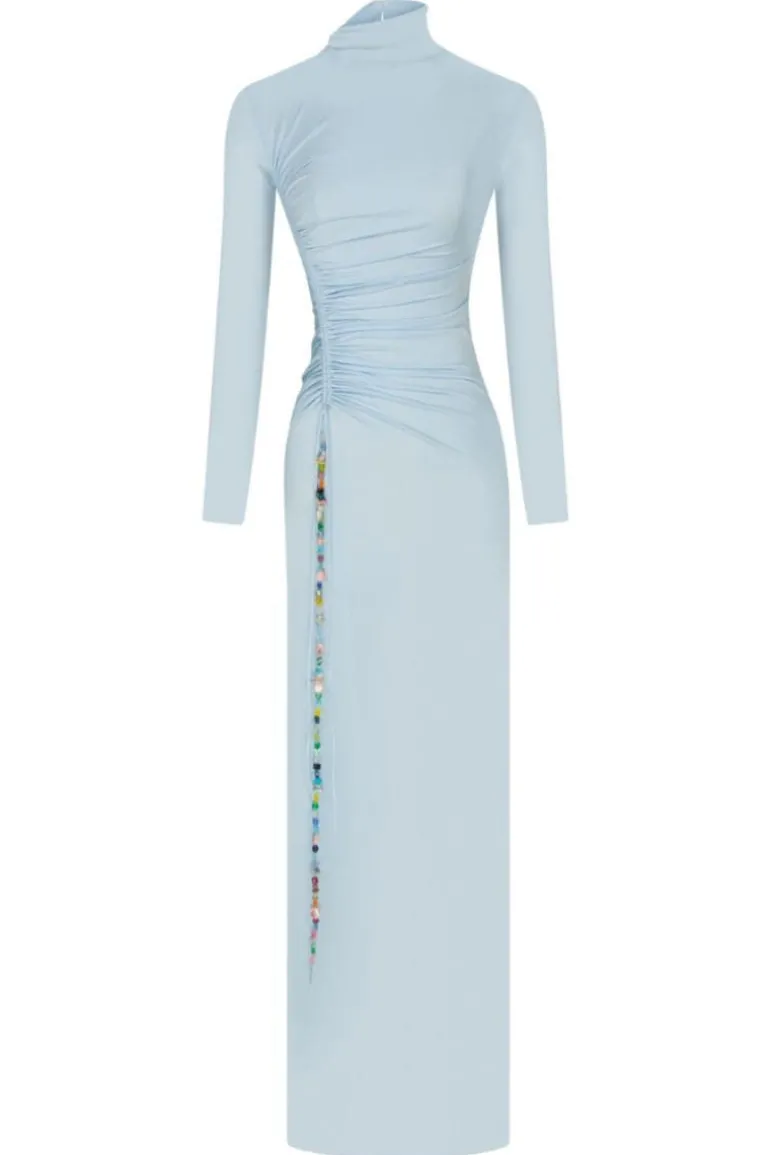 Dresses<CULT MIA JERSEY MAXI DRESS WITH STONE ACCESSORIES Blue