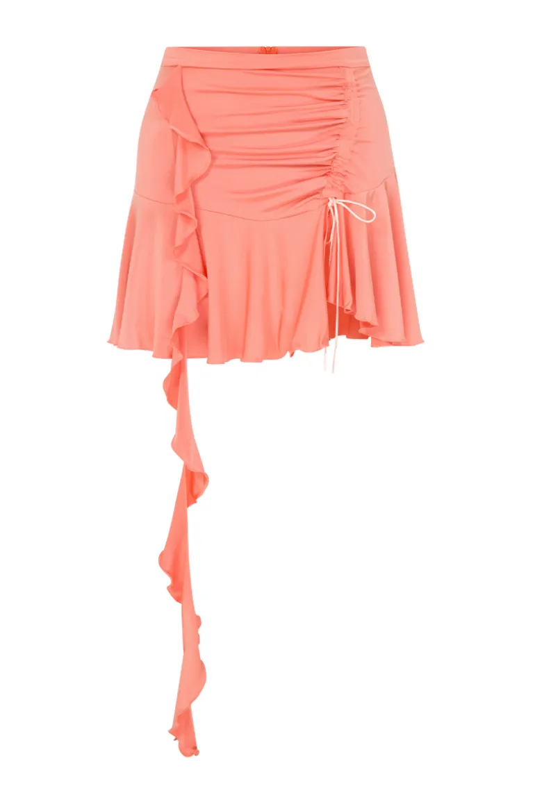 Skirts<CULT MIA JERSEY MINI SKIRT WITH RUFFLES IN ORANGE Peach