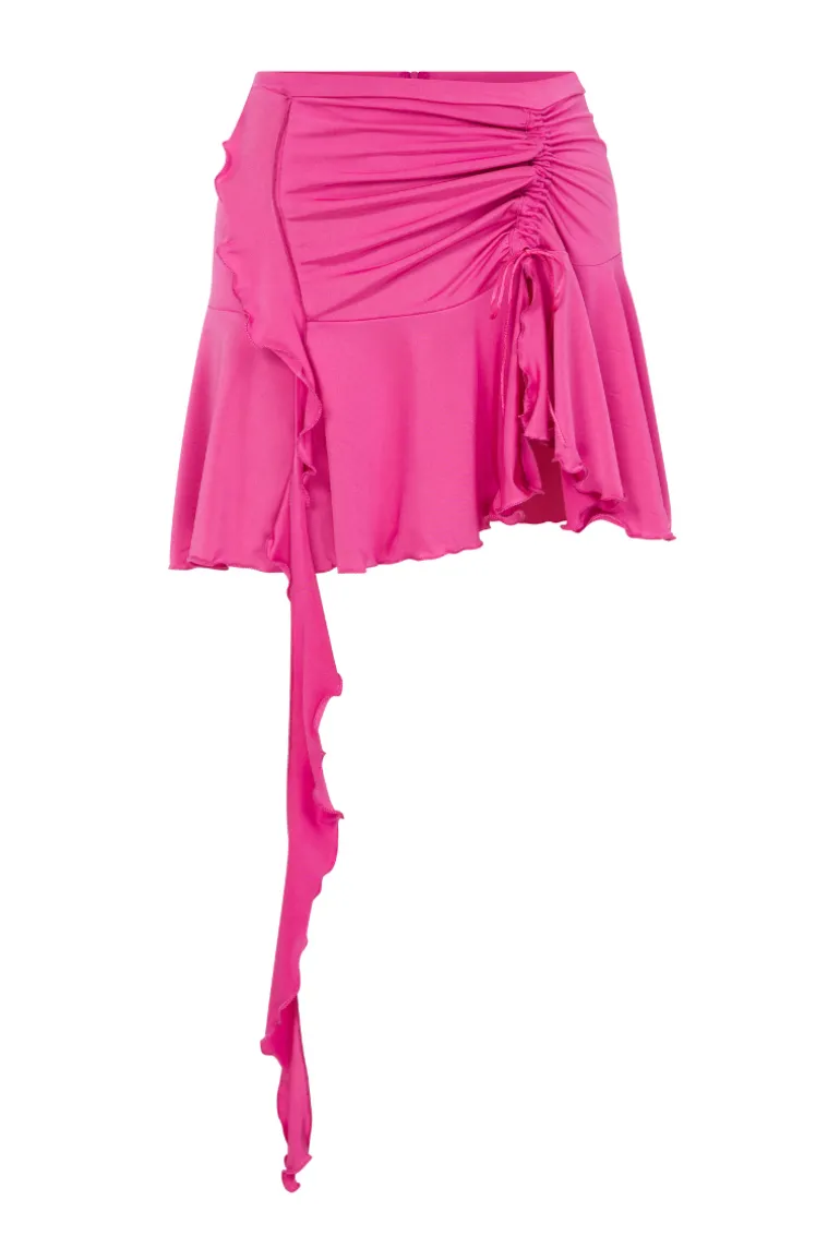 Skirts<CULT MIA JERSEY MINI SKIRT WITH RUFFLES IN PINK Hot Pink