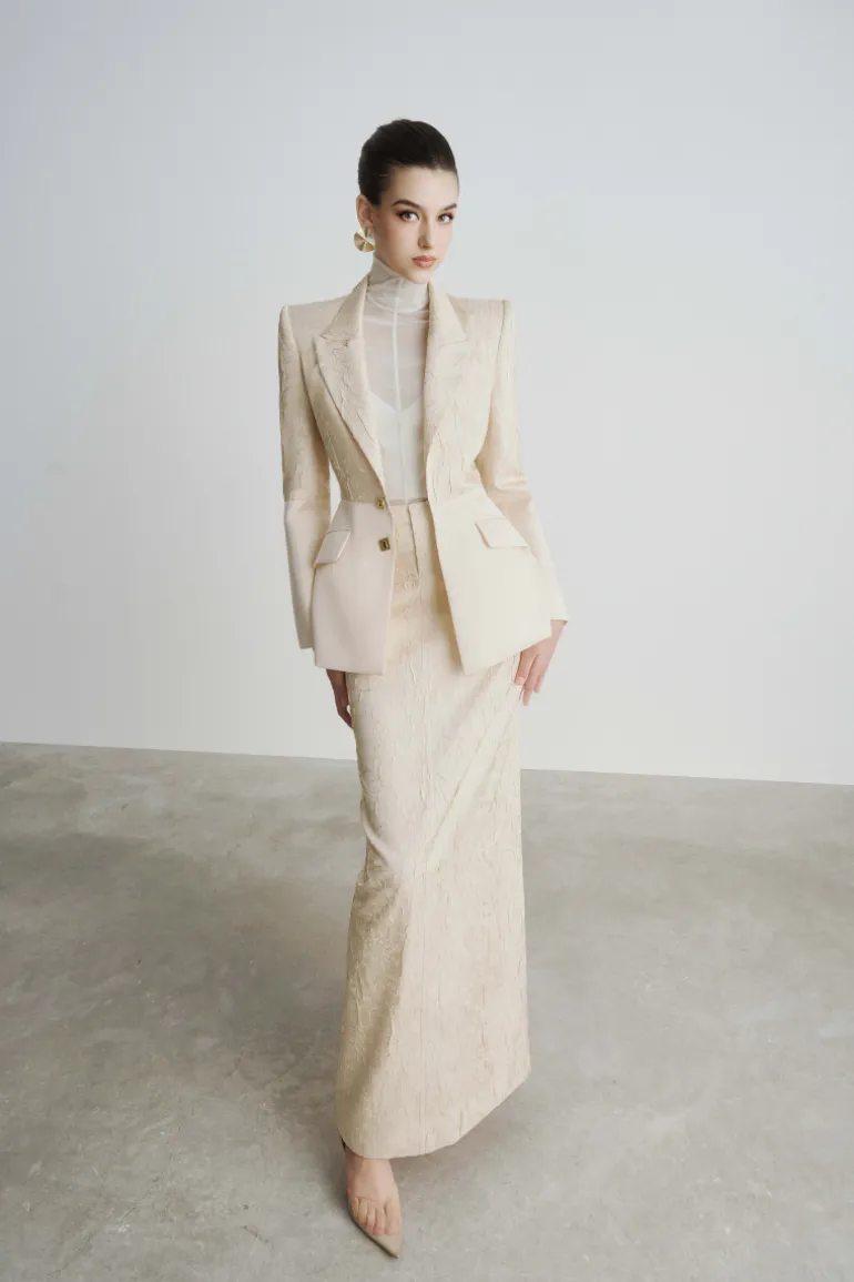 Skirts<CULT MIA JERSEY STRAIGHT BACK SLIT ANKLE LENGTH SKIRT Beige