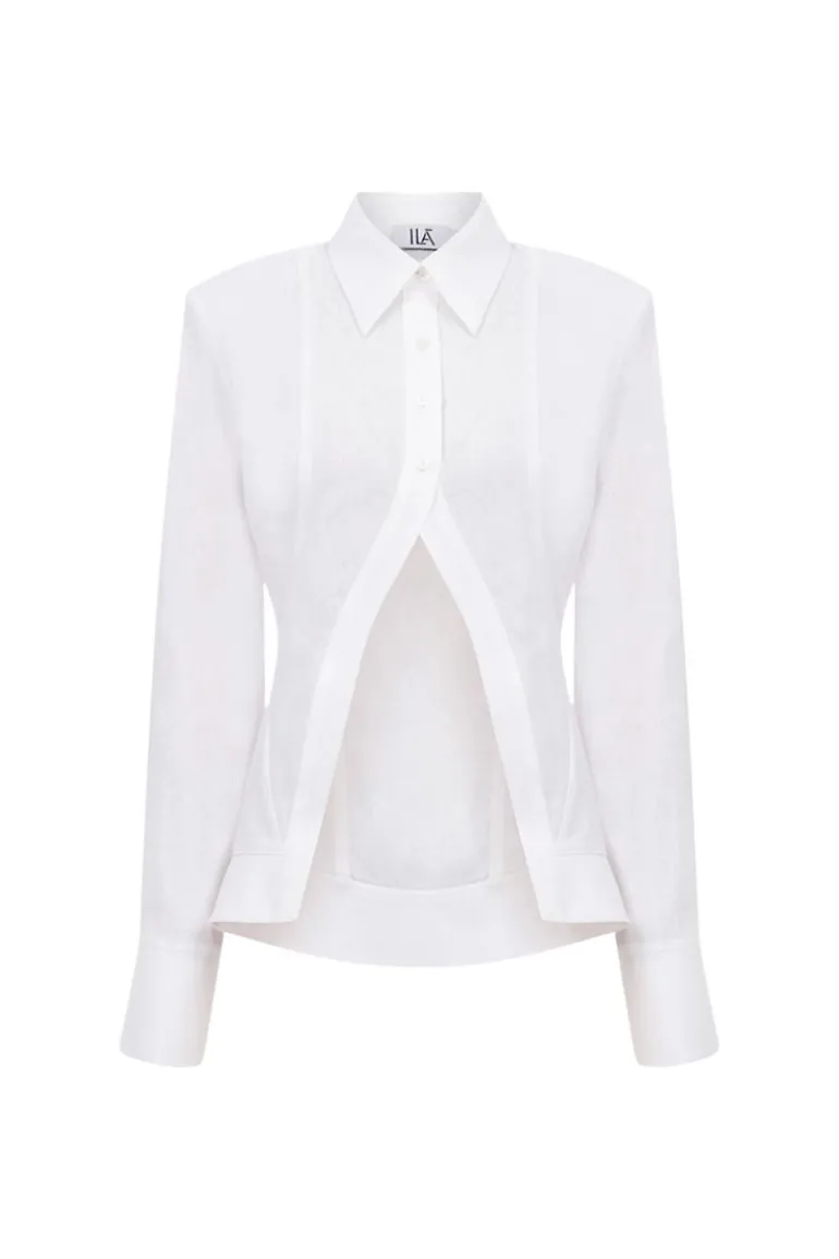 Tops<CULT MIA JESSIE PIPING DETAILED LINEN SHIRT White