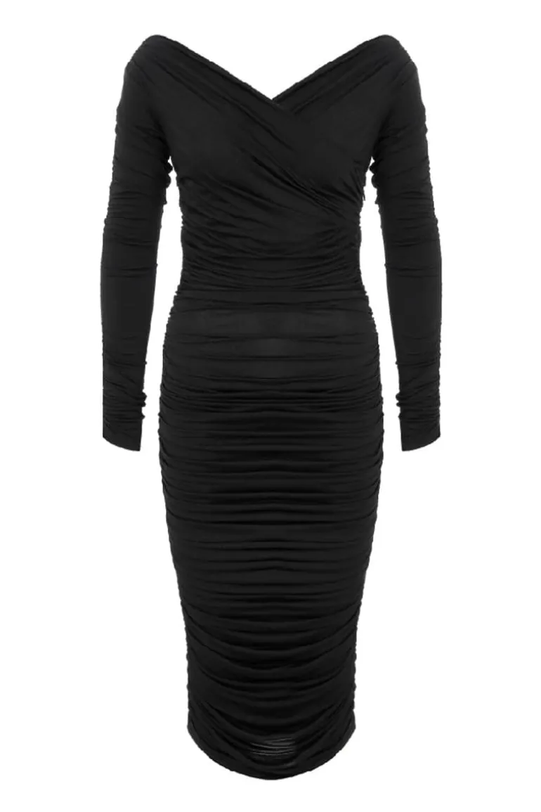 Dresses | Midi Dresses<CULT MIA JILOU DRAPEDJERSEY MIDI DRESS Noir