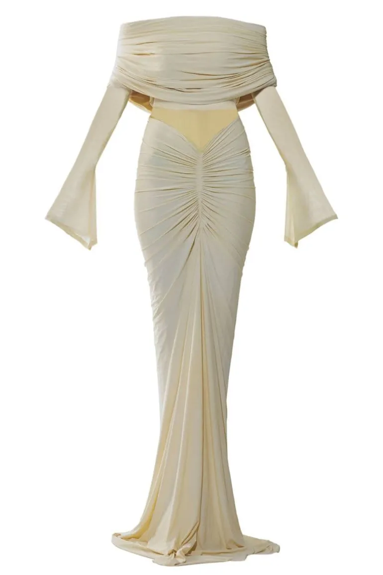Dresses | Gowns<CULT MIA JOLENE OFF-SHOULDER RUCHED GOWN Off White