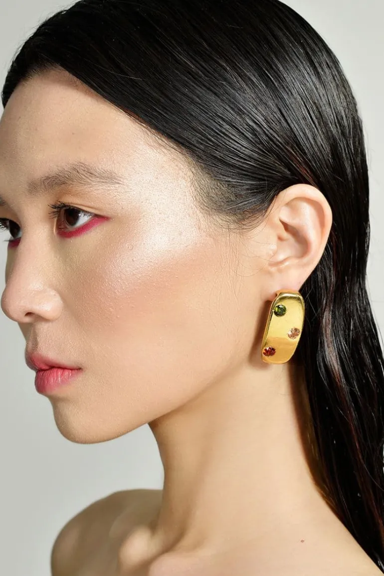 Earrings<CULT MIA JOLIE GEMSTONE EARRINGS Gold Plated
