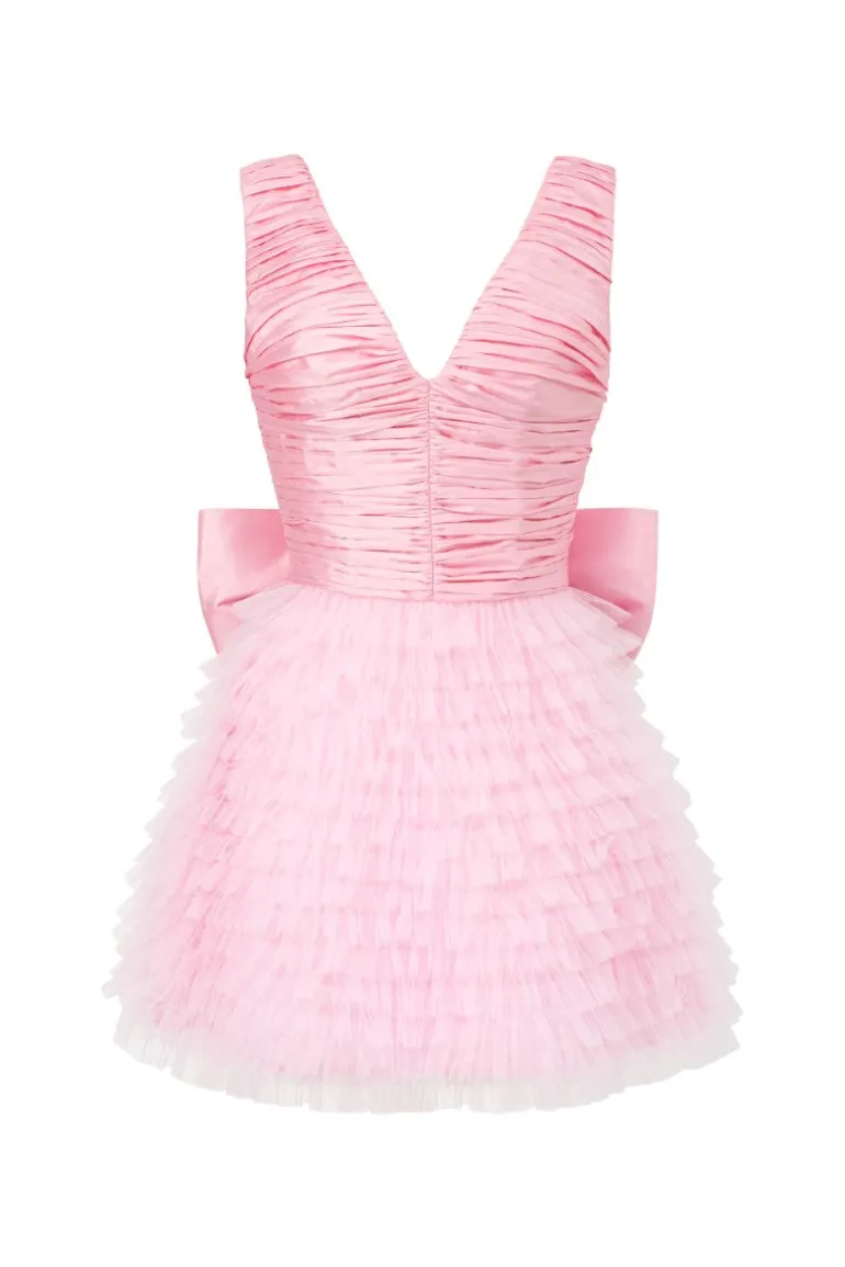 Dresses | Mini Dresses<CULT MIA JORDYN SILK TAFFETA MIXED TULLE LAYERED DRESS Pink