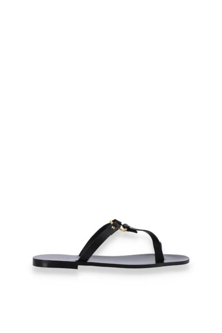 Sandals<CULT MIA JOVIE BLACK LEATHER SANDALS