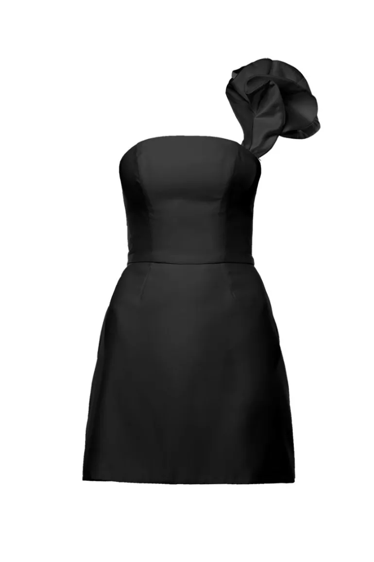 Dresses | Mini Dresses<CULT MIA JOY BLACK MINI DRESS WITH BIG FRILL Jet Black