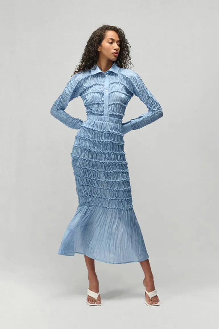 Skirts<CULT MIA JULIA SHIBORI SLIT MIDI SKIRT Blue