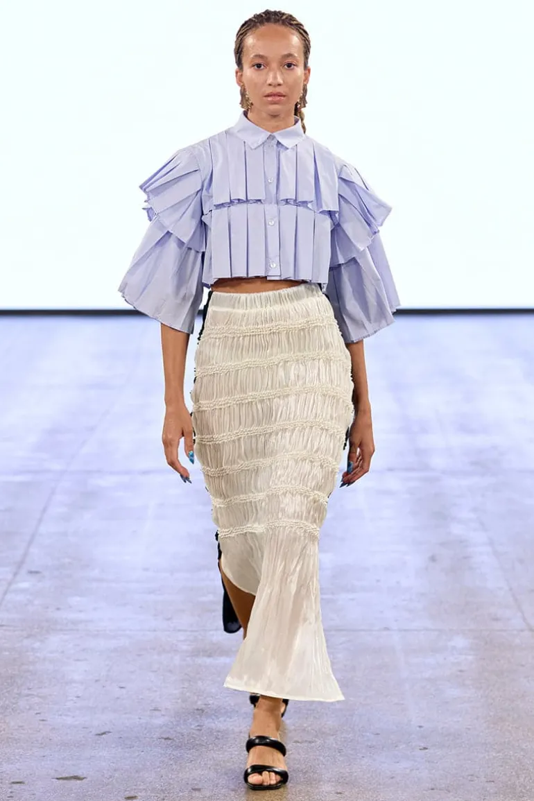 Skirts<CULT MIA JULIA SHIBORI SLIT MIDI SKIRT White
