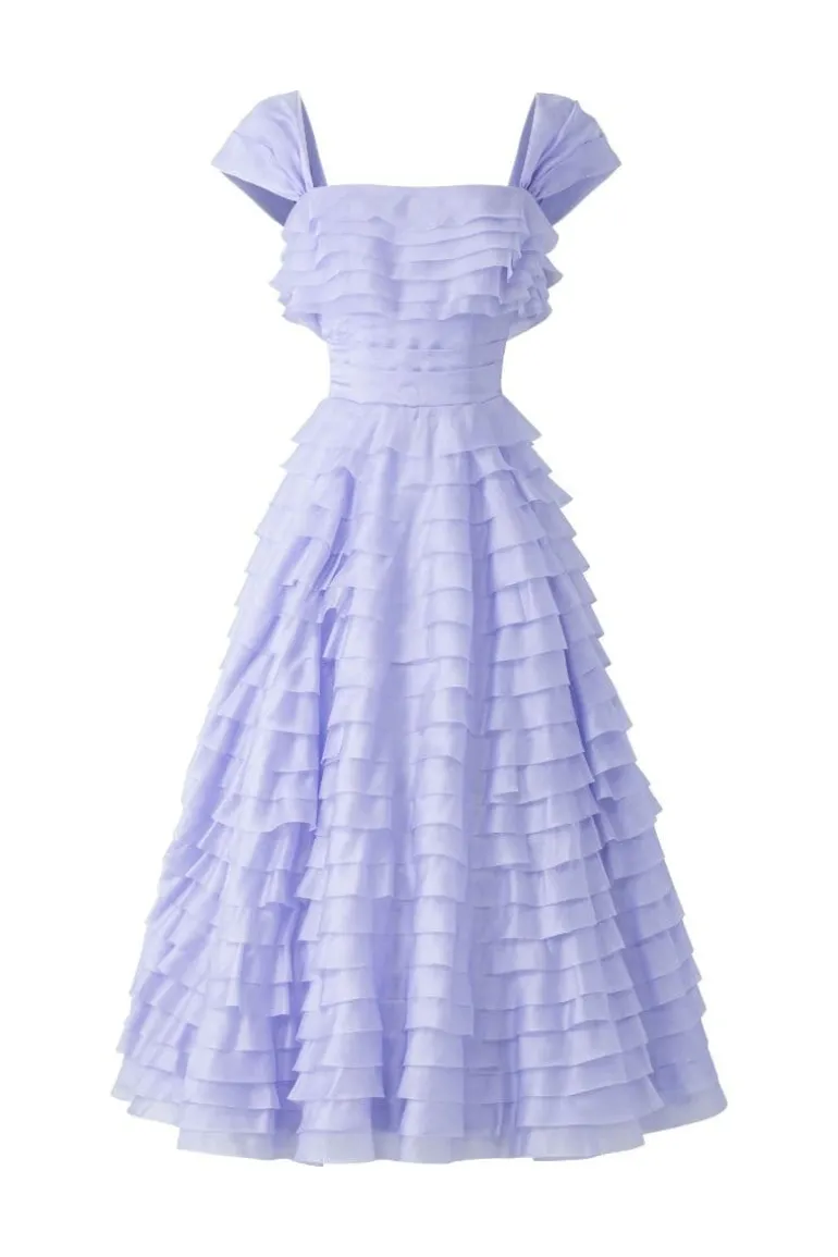 Dresses | Midi Dresses<CULT MIA KARLA SHINY SILK LAYERED MIDI DRESS Lilac