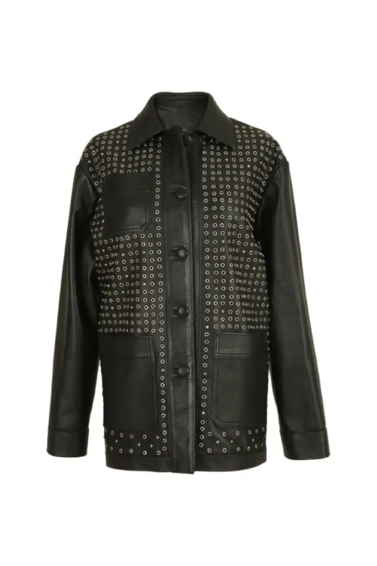 Jackets<CULT MIA KARRI LEATHER JACKET Black