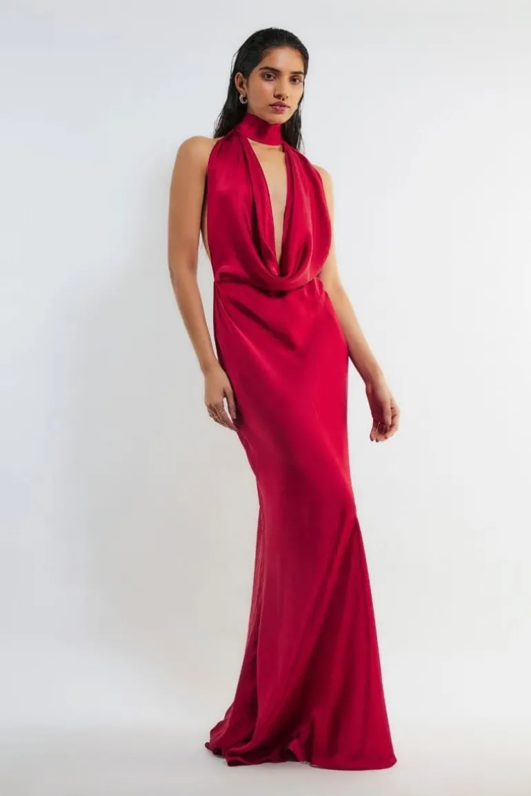 Dresses | Gowns<CULT MIA KATHY SATIN BACKLESS GOWN Red