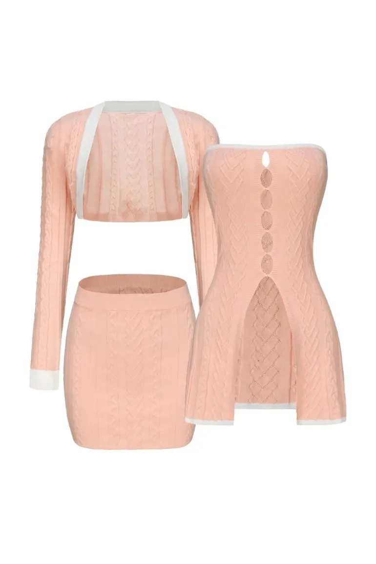 Outfit Sets<CULT MIA KELLI KNIT THREE PIECE SET Peach
