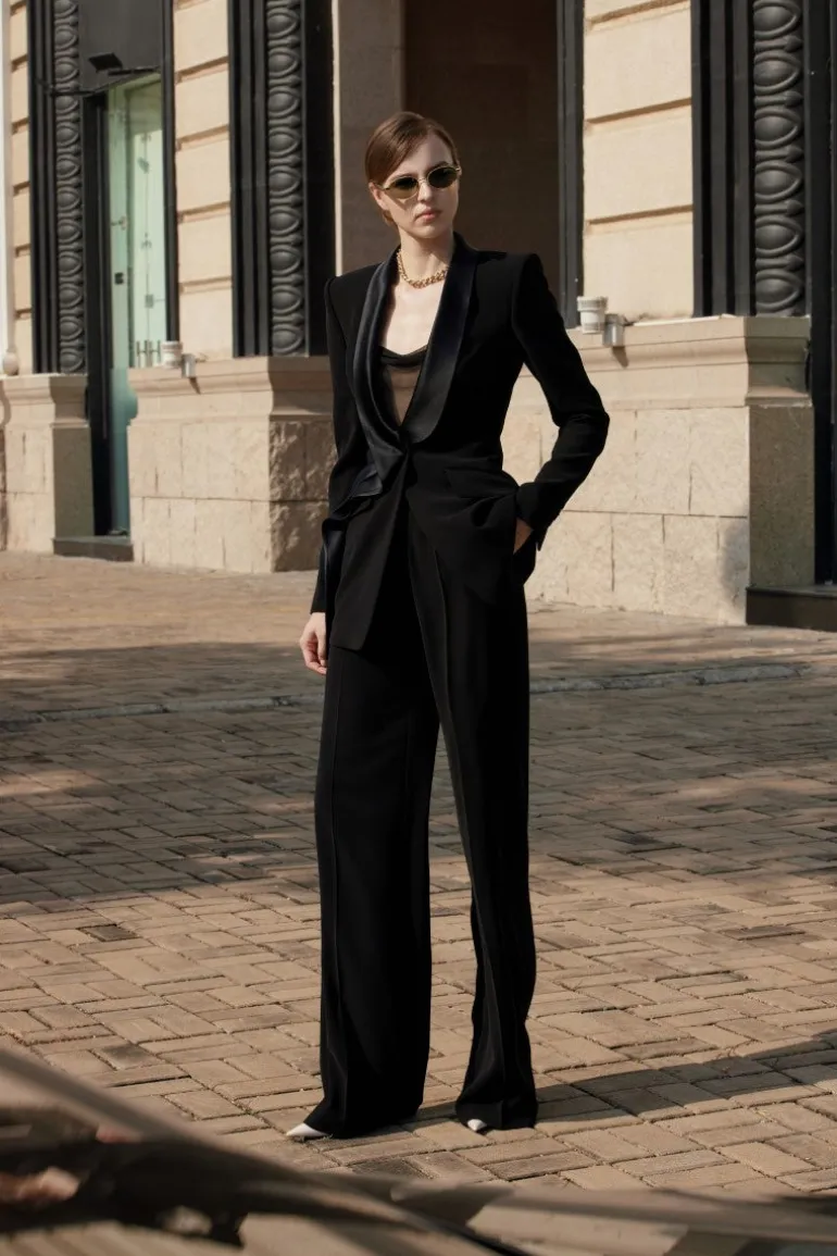 Pants<CULT MIA KENYA STRAIGHT WIDE LEG PANTS Black