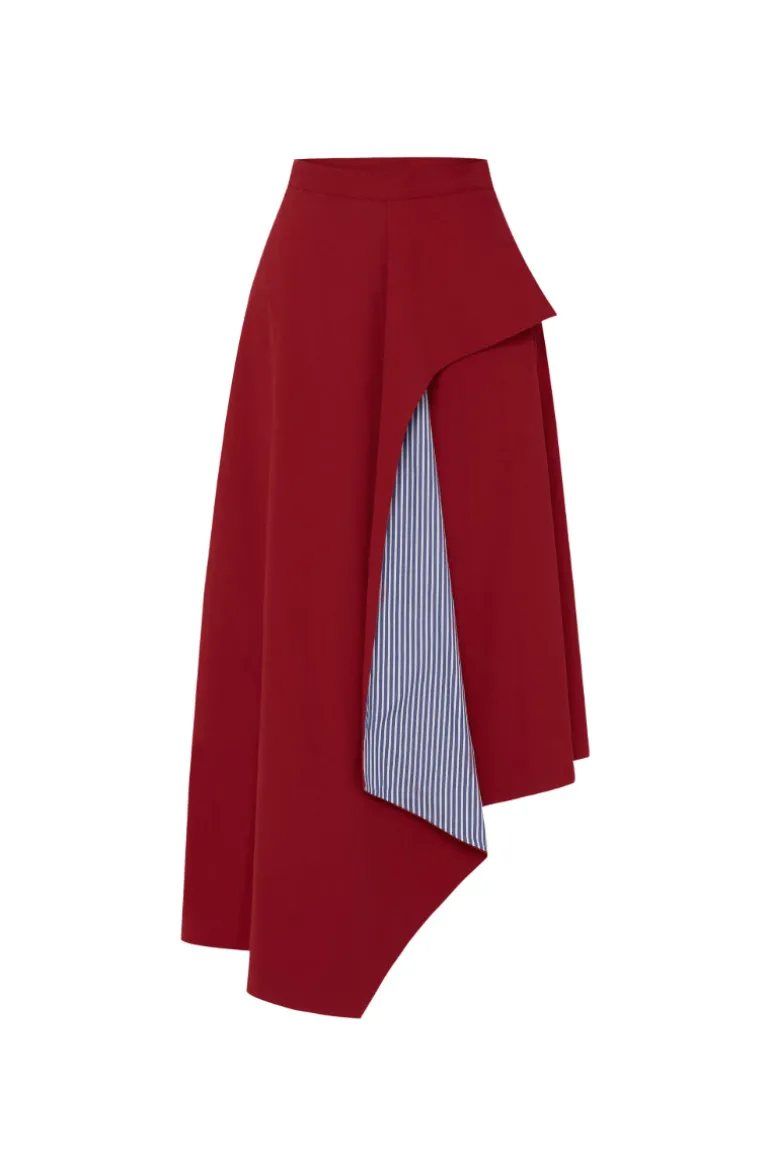 Skirts<CULT MIA KEYRA AND BLUE COTTON STRIPED SKIRT Red