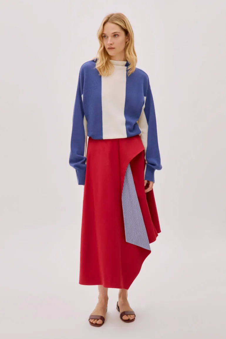 Skirts<CULT MIA KEYRA AND BLUE COTTON STRIPED SKIRT Red
