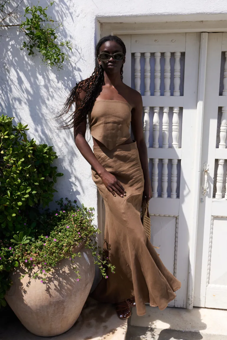 Skirts<CULT MIA KEZIA FLARED SKIRT Brown