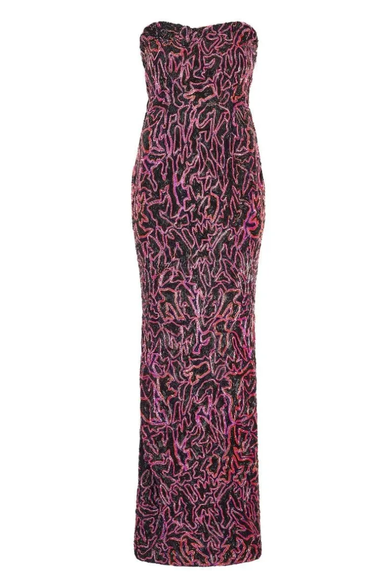 Dresses<CULT MIA KITI BLACK AND PINK STRAPLESS MAXI DRESS Pink/Black